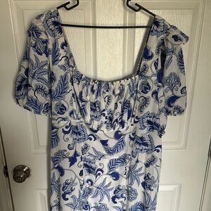 Floral Blue and White Dress